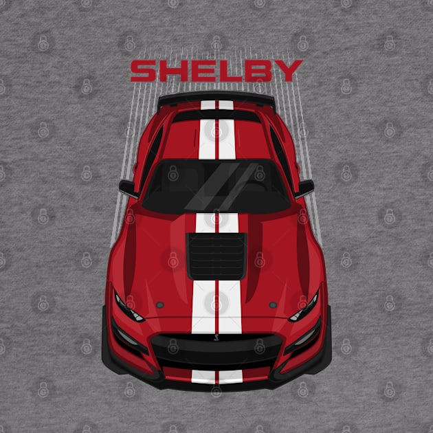 Ford Mustang Shelby GT500 2020-2021 - Rapid Red - White Stripes by V8social